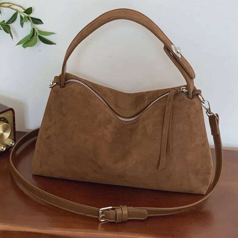Fashion Women Handbag 2025 Autumn/Winter New Collection Suede Leather Crossbody Women's Simple Large Capacity Shoulder Bag Y260205