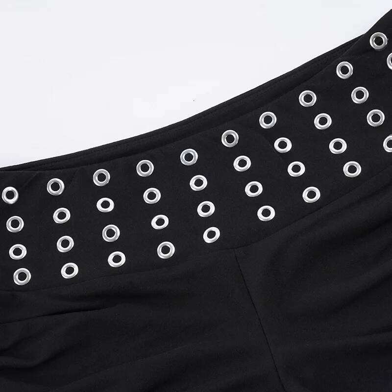 Punk Style Metal Corns Low Waist Personalized Spice Girl Drawstring Design Casual Hip Y2k Shorts XJ260206