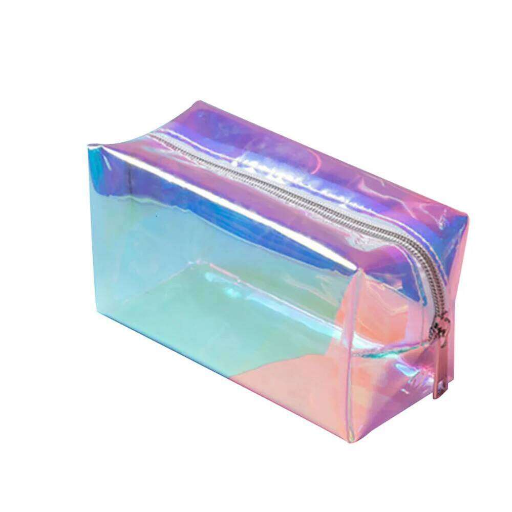2023 New Holographic Makeup Cosmetic Travel Bag Toiletry Organizer Purse Women PVC Transparent Jelly Pouch for Ladies Y260206