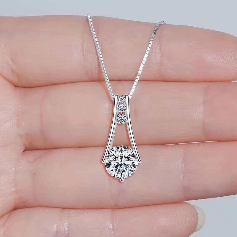 925 Sterling Silver Original Certified 8Mm 2.0Ct D Color Vvs1 Moissanite Trapeze Pendant Station Necklaces