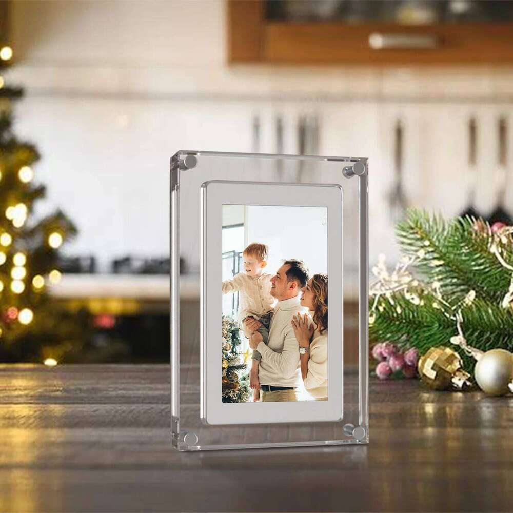 Acrylic Digital Photo Frame 5 Inch 1000mAh IPS Screen 4G Memory Volume button Speaker Type C Cut Gift for Loved Porta Retrato S260205