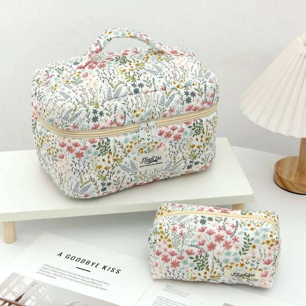 Flower Print Women Fashion Cosmetic Large Capacity Travel Organizer Makeup Toiletry Pouch Handbag Portable Ladies Tote Bag Y260206