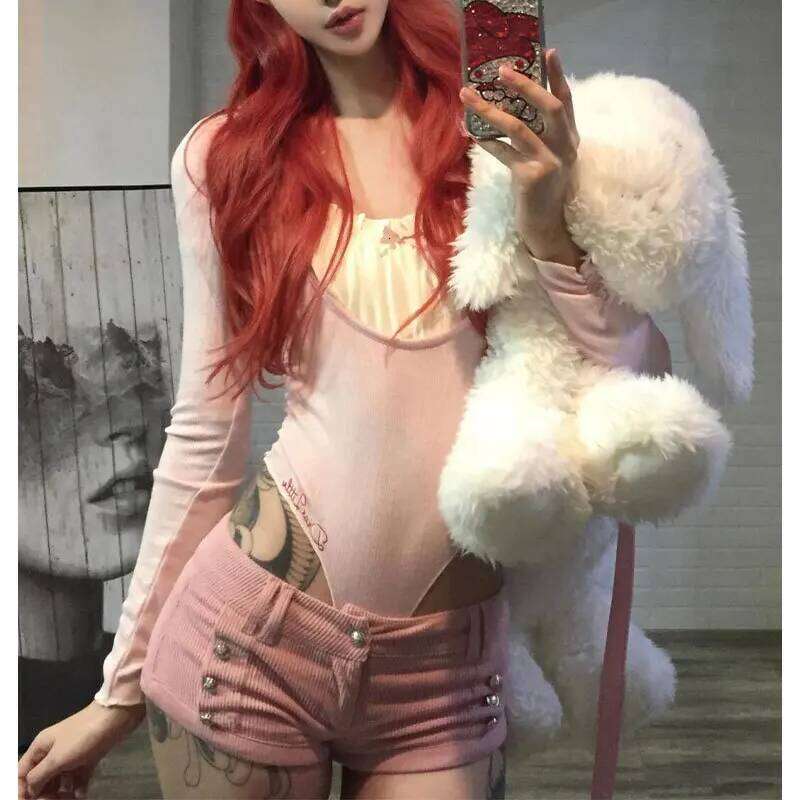 Sexy Pink Pit Strip Corduroy Ultra Women's Design Tight Low-waisted Hip-hugging Y2k Hot Pants Booty Shorts XJ260206