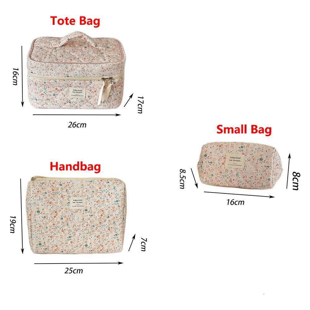 Flower Women Large Capacity Cosmetic Travel Organizer Make Up Storage Pouch For Lipstick Ladies Floral Quilting Bag Y260206