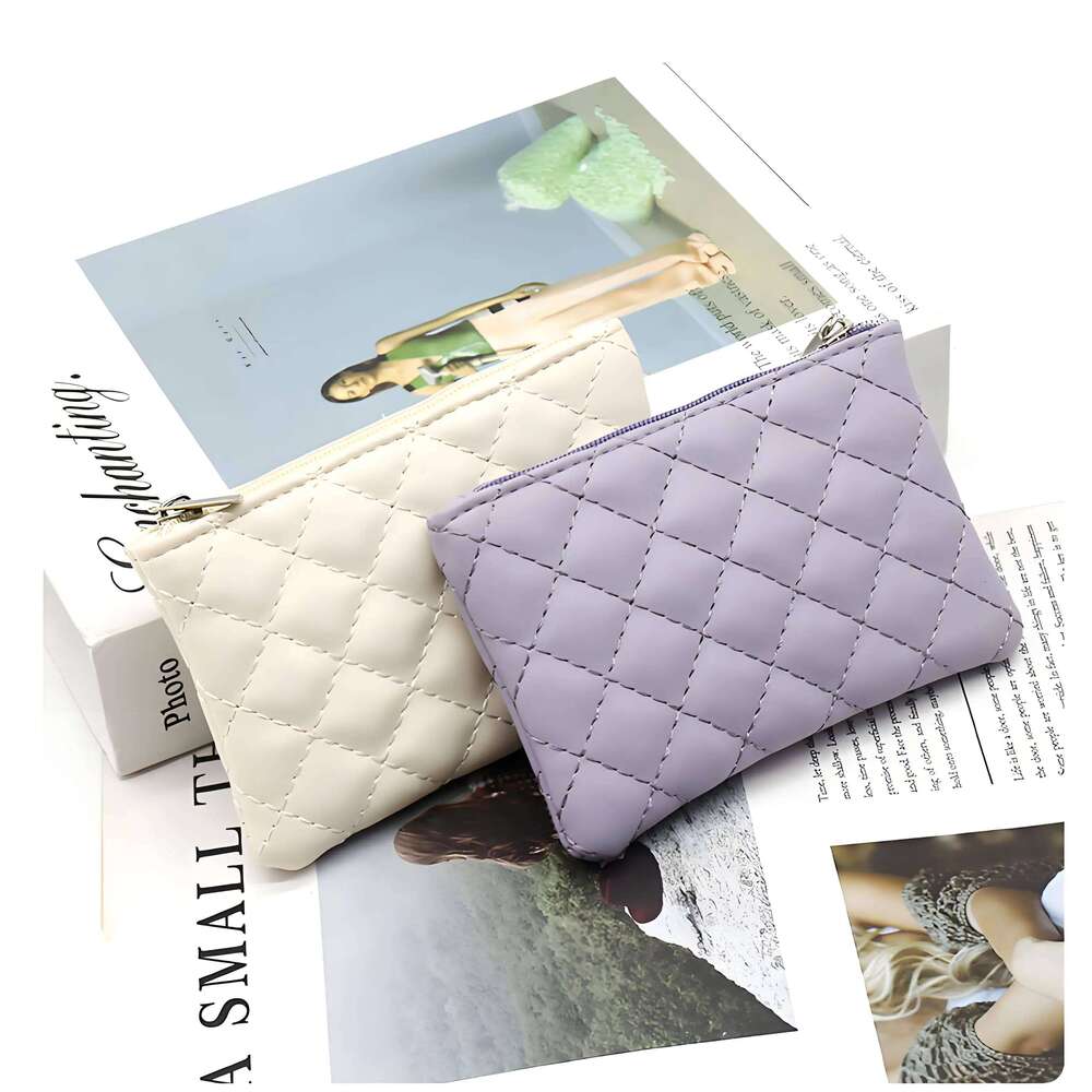 Women Small Purse PU Woman's Wallets Pouch Plaid Print Change Purses Business Mini Coin Bag Card Holder Y260206