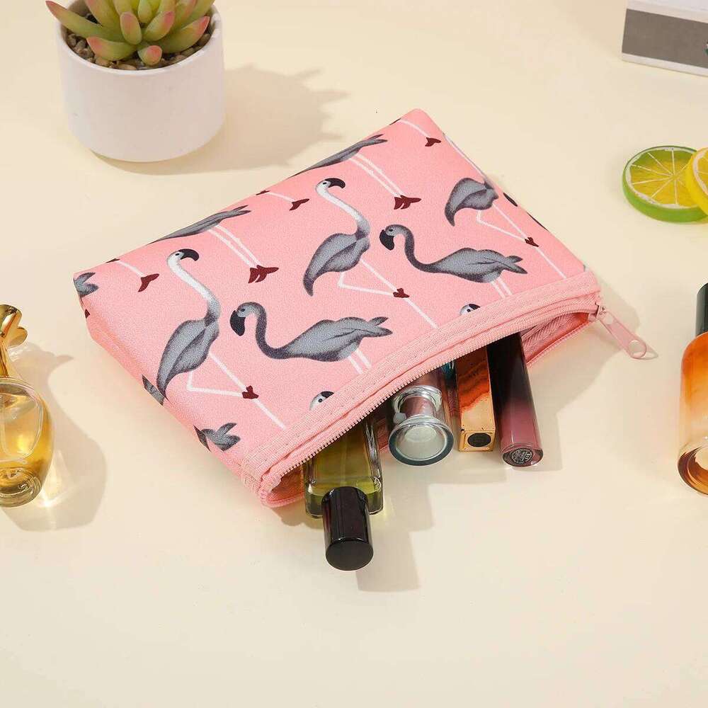 Three piece flamingo makeup Waterproof transparent PVC wash Fashion cartoon portable storage bag Y260206