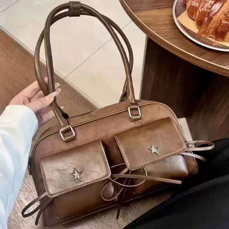 Vintage Women's Underarm Matte Pu Leather Shoulder Bag Ladies Handbags Small Flip Double Pocket Design Female Tote Purse Y260205