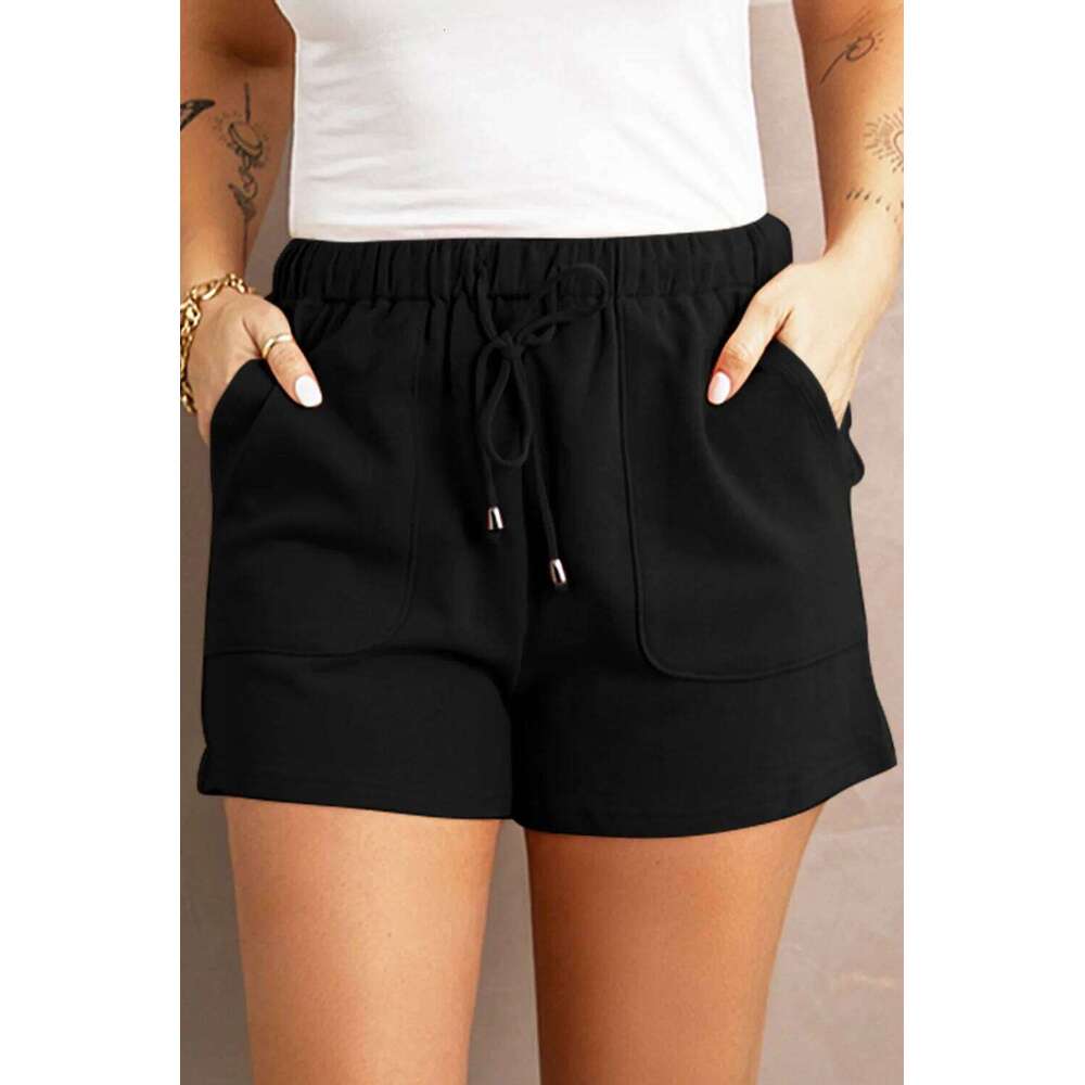 Summer pants women's solid color new high waist straight tube drawstring loose casual shorts women XJ260206