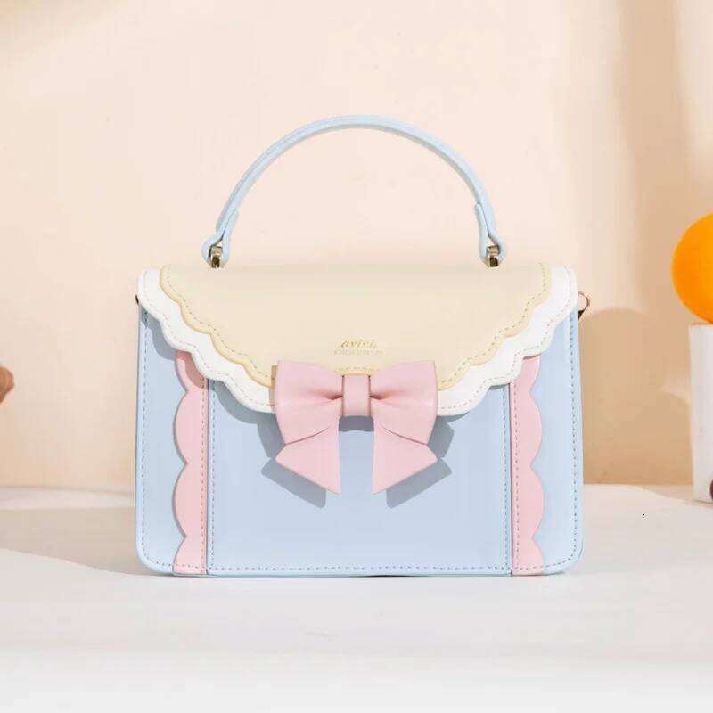 JIAERDI Lolita Bow Square Messenger Women Harajuku Handle Uniform Pink Hand Bag Female Sweeet Jk Crossbody Bags Aesthetic Y260205