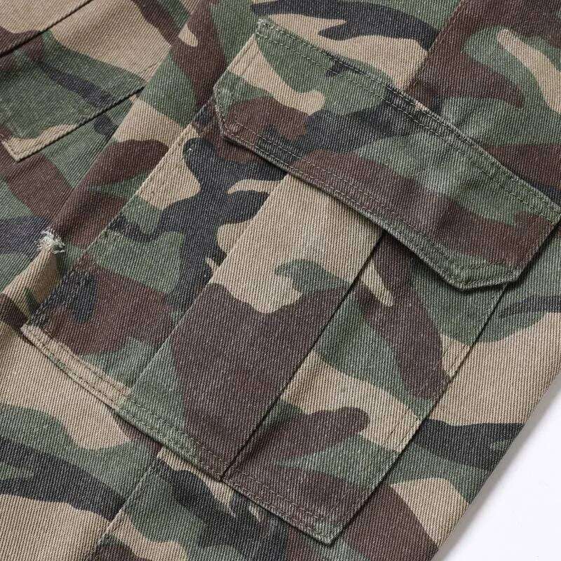 Vintage Camo Cargo Denim Big Pockets Mans Jeans American Y2k Straight-leg Baggy Men's Loose Wide Leg Pants X260207