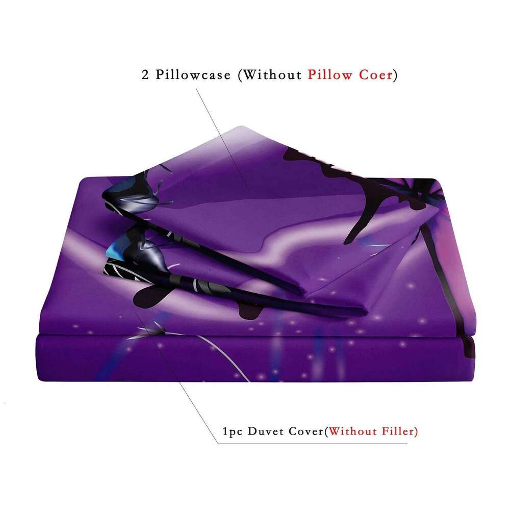 3pcs Fashion Classic Popular Purple Butterfly Flower Digital Print Duvet Cover Bedding Set Soft Comfortable Bedroom Guest Room XJ260206