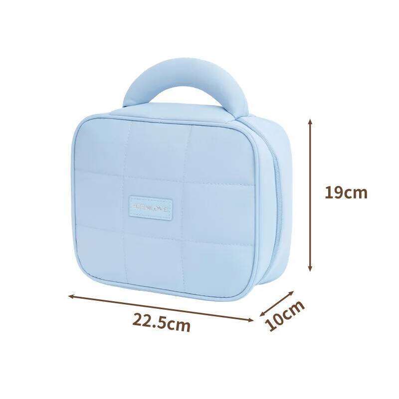 Soft Foam Women's Cosmetic Bag Handheld Makeup Wash Skincare Pouch Large Capaci Square Toiletries Storage Organizer Y260206
