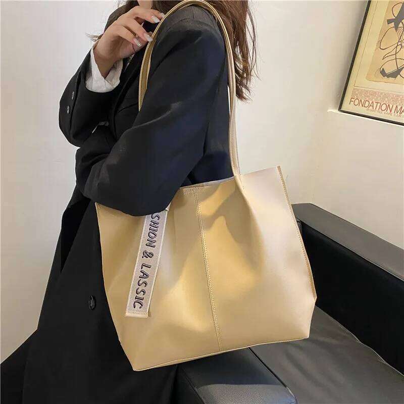 Large Capacity Woman Shoulder Shopper Design Handbag Women's Leather Solid Soft Tote Simple Fashion Luxury Brand Female Bag Y260204
