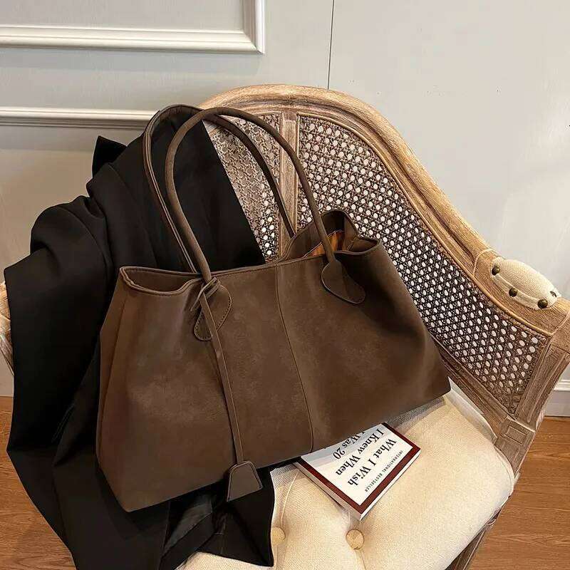 Korean Style Casual Suede Bag for Girls Large Capacity All-match Shoulder Pouch Handbag Underarm Tote Storage Y260205