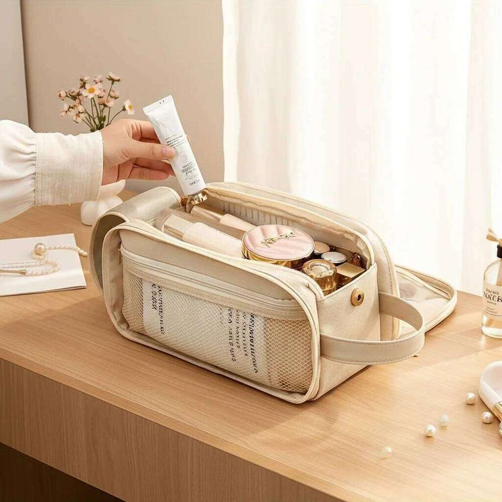 Ladies' Multi-Functional Makeup Bag Large Capacity Portable Travel Cosmetics Storage Box 1Pc Y260206