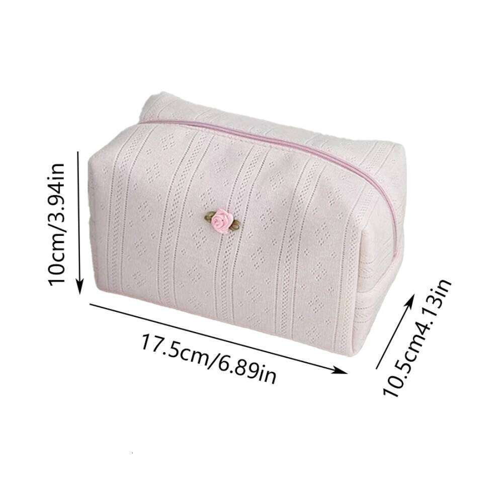 Fashion Flower Women Small Makeup Bag Travel Organizer Pillow Cosmetic Handbag Pouch Gilrs Simple Square Zipper Clutch Bags Y260206
