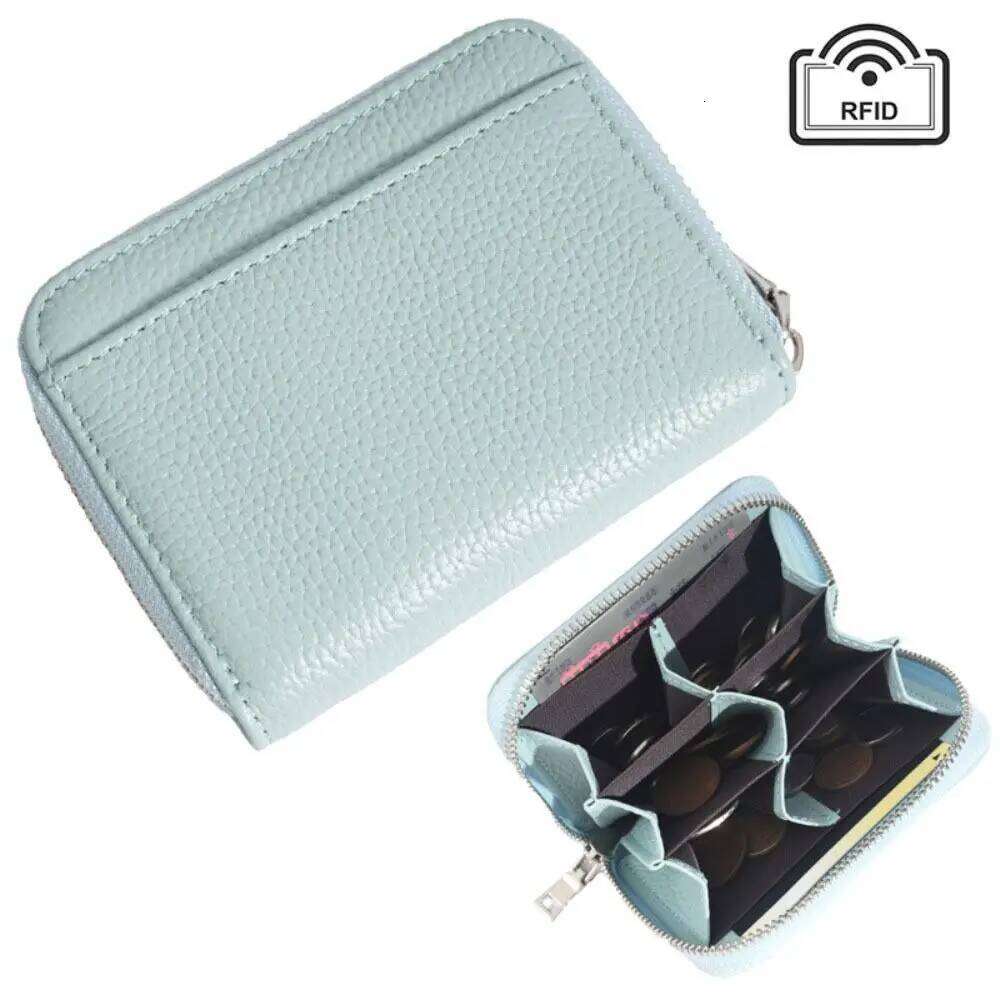 RFID Blocking Women's Bag Zipper Pocket Luxury Credit Card Holders Large Capacity Soild Color Woman Short Wallet Gift Y260206