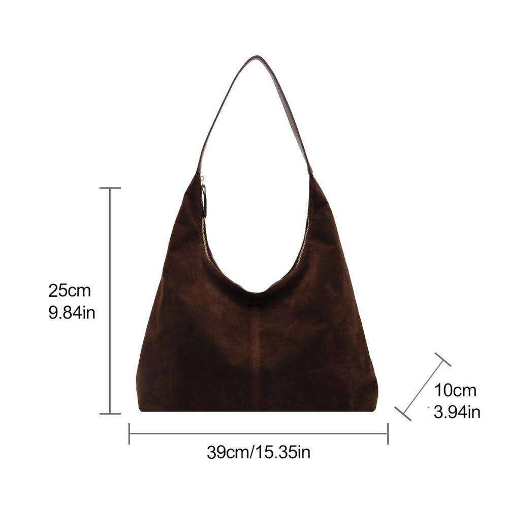 Women Suede Shoulder with Zipper Hobo Bags Large Capacity Handbag Slouchy Commuter Travel Bag Purses and Handbags Z260207 - view 7