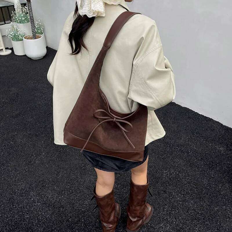 Hobo Solid Colour Handbag Lightweight Slouchy Shoulder Bag for Women Travel Shopping Work Z260207 - view 4