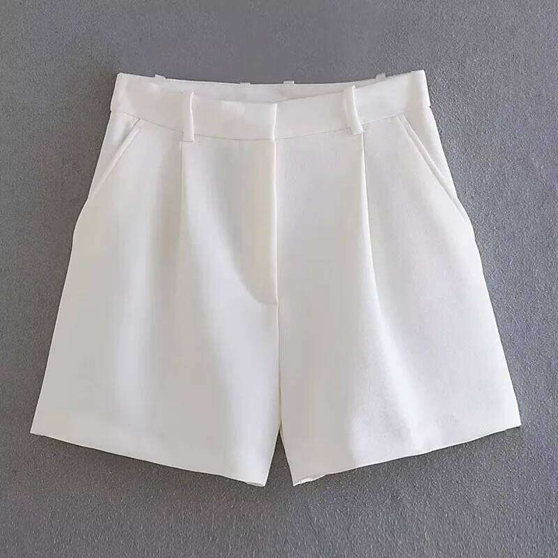 HXAO Female Black Pink Woman Summer 2024 Pleated Baggy White Shorts For Women Casual High Waist Short Pants XJ260206