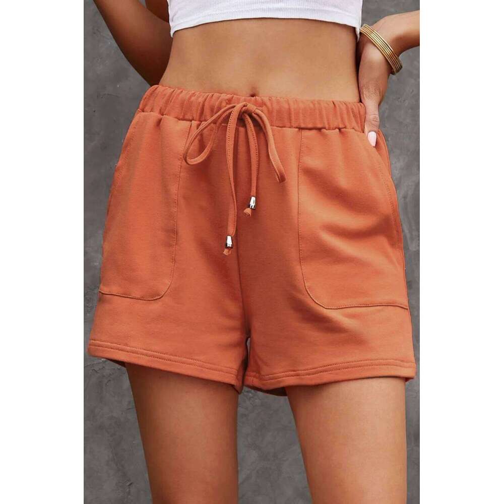 Summer pants women's solid color new high waist straight tube drawstring loose casual shorts women XJ260206