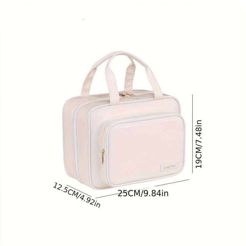 New PU Leather Hanging Cosmetic Bag For Women Portable Makeup Organizer Large Capacity Travel Toiletry Storage Bags Y260206