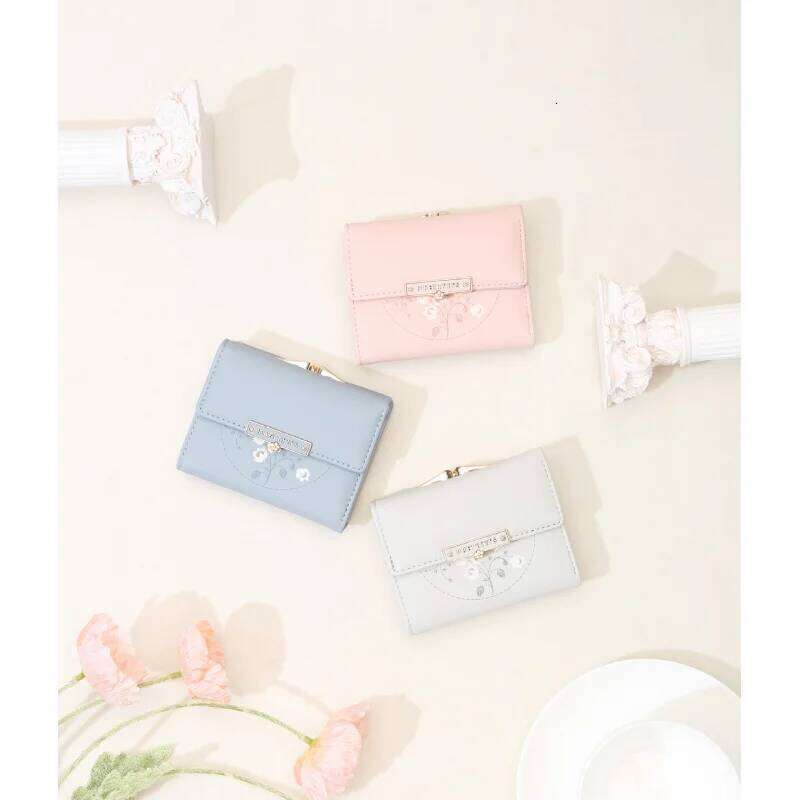 Women's Short PU Printed Buckle Student Coin Change Purse Ins ID Card Holder Y260206