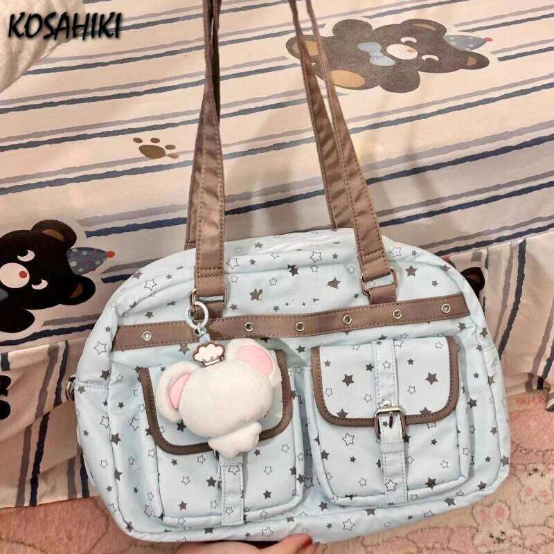 Transparent Jk Girls Kawaii Women's Handbags Casual All Match Star Print Underarm Bag Y2k Aesthetic Fashion Shoulder Bags Trendy Y260205