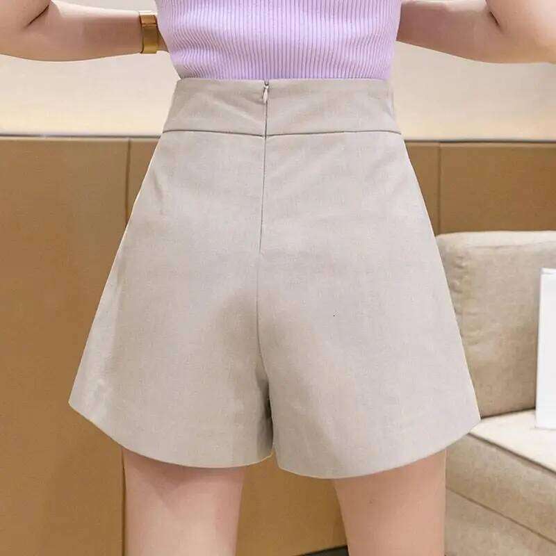 Wide Leg Women's Shorts Fashion Aesthetic Casual High Waist Korean Summer Cotton Black Sexy Elastic Vintage Luxury Short Pants XJ260206