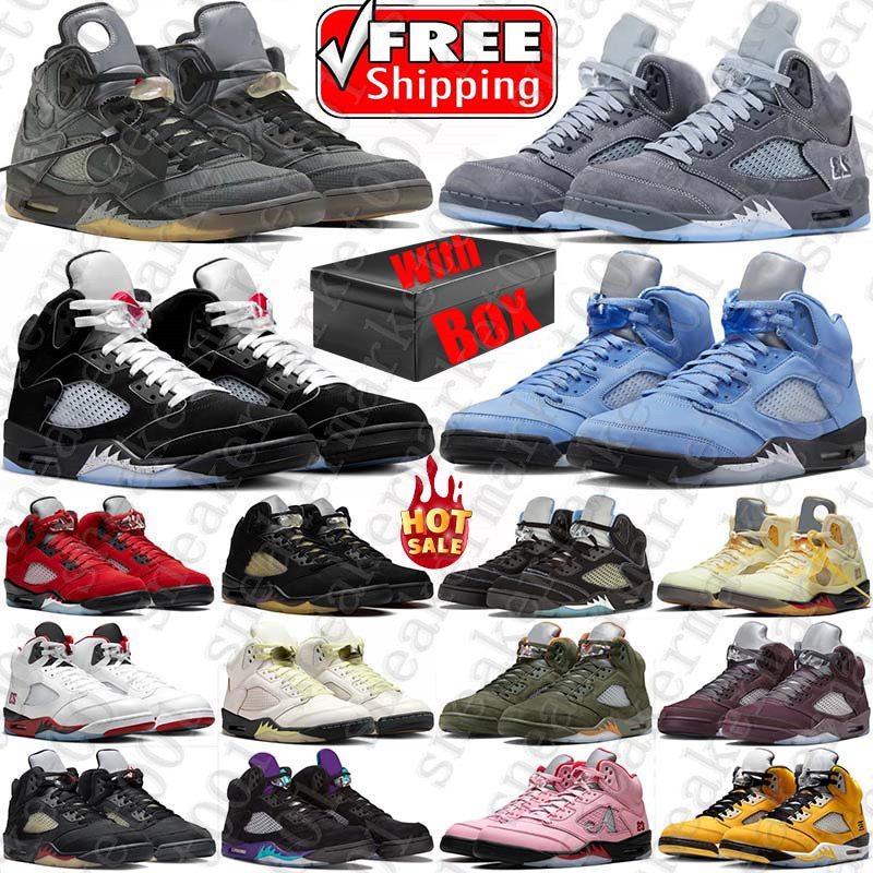 Free Shipping With Box Designer Basketball 5 5s Shoes matalic sneakers jordan5smen Black Metallic mens Wolf Grey off Racer jordan5men white trainers