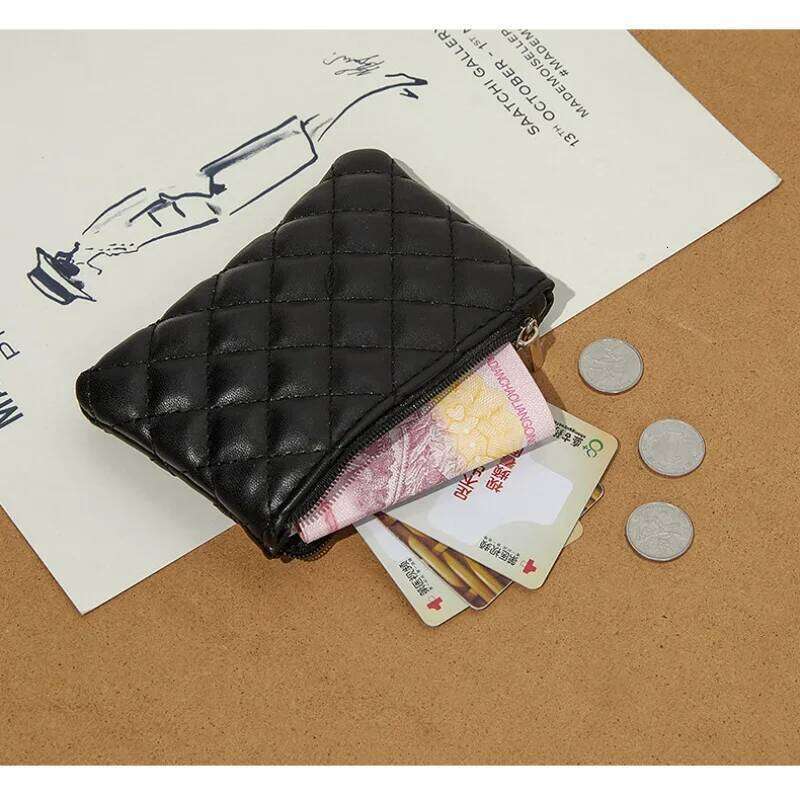 PU Soft Leather Diamond Grid Short Wallet Women Bag Zipper Coin Pouch Credit Card ID Holder Mini Purse Y260206