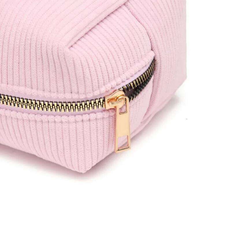 Corduroy Cosmetic Pink/Purple Storage Make Up Bags for Women Lady with Zipper Travel Washiong Solid Colour Makeup Bag Y260206