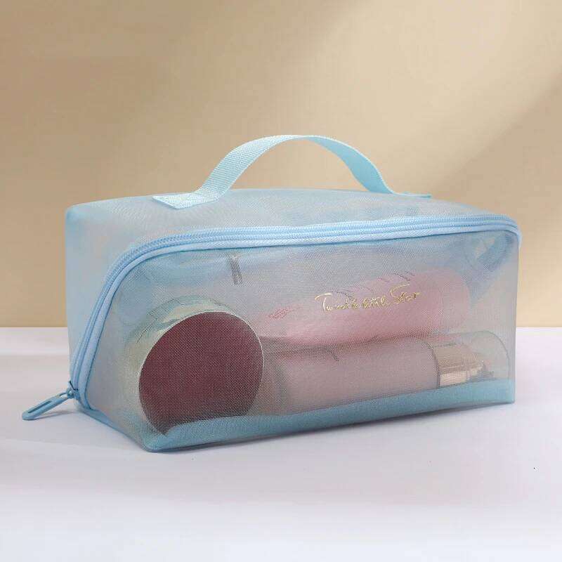 New Transparent Mesh Pillow Cosmetic Bag Travel Tote Makeup Toiletry Storage Pouch Washbag Large Capacity Organizer Zipper Bags Y260206