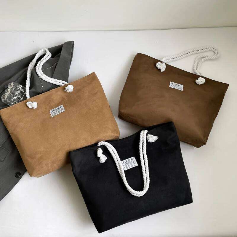 Suede Shoulder Eco Shopping Student Bookbag Casual Handbag Travel Cosmetics Key Mobile Phone Tablet Computer Tote Bag Y260205