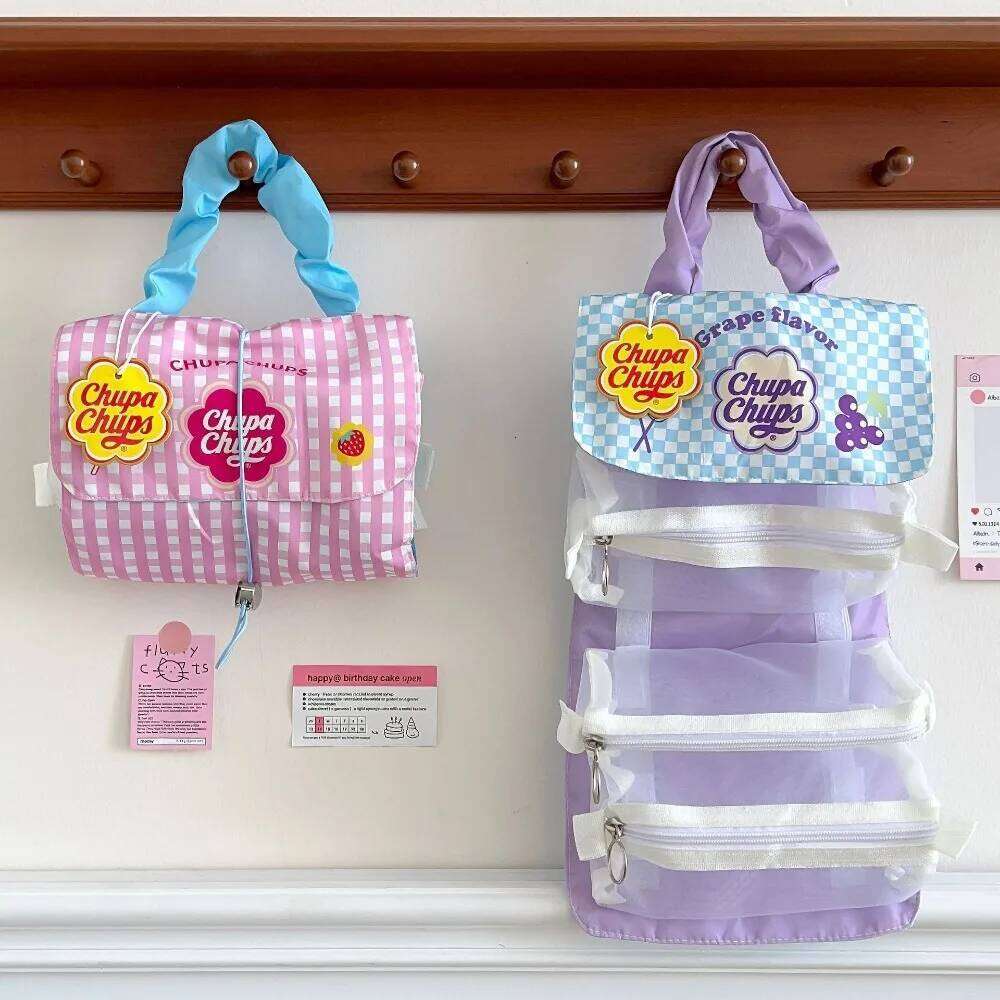 Portable 3 in 1 Ladies' Makeup Bag Folding Detachable Cosmetic Cases Storage Handbag Women Girl Y260206