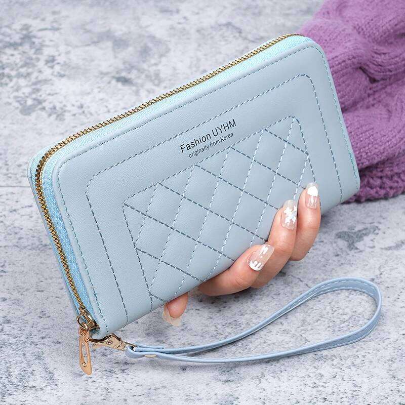2024 new ladies purse long Joker zipper clutch embroidered fashion large capacity soft wallet mobile phone bag Y260206
