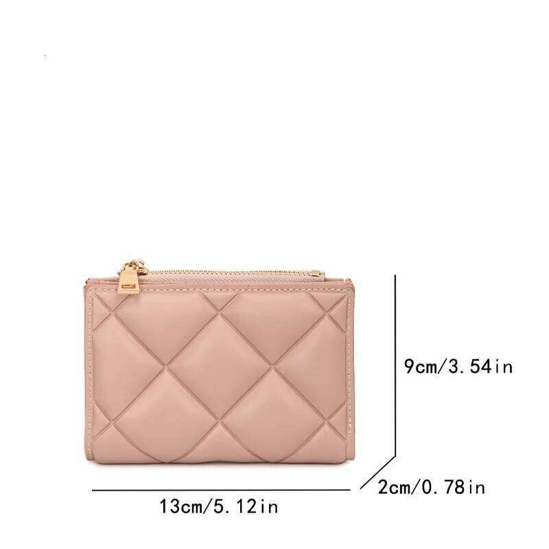 Niche Quilted Mini Wallet for Women Short-Style Spacious Multi-Card Slots Minimalist Zipper Snap Closure Card Holder Coin Purse Y260206