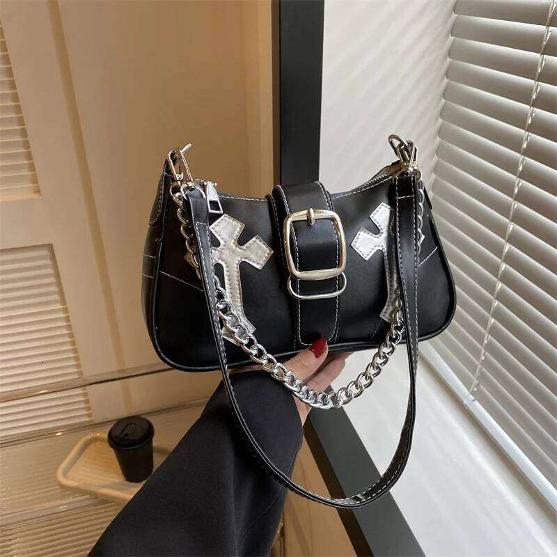 Y2k Cool Girls Underarm Pu Leather Design Women's Small Shoulder Autumn Vintage Female Chain Crossbody Bag Tote Purses Y260205