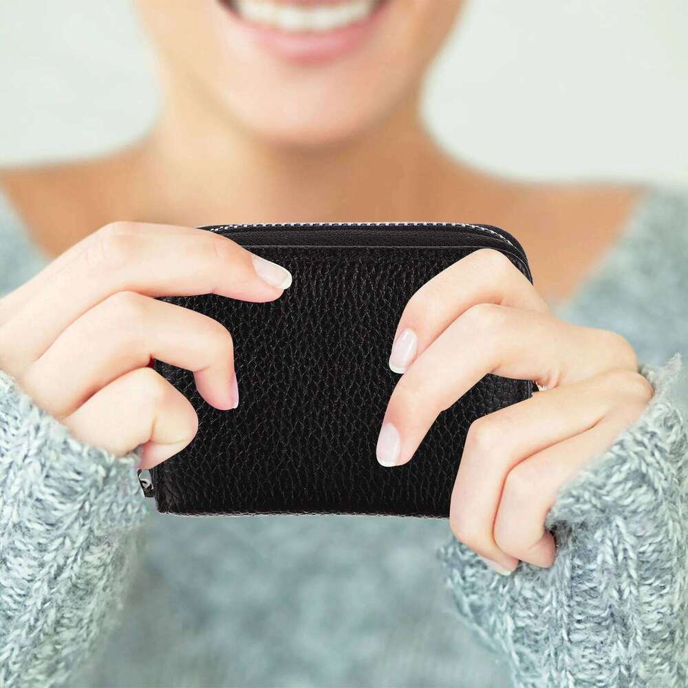 1Pcs Anti- Wallet PU Material Multi-Compartment Design Zipper Closure for Id Cash Coins Lightweight Purse Y260206