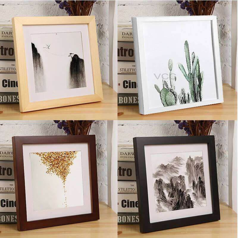 Classic Wooden Square Picture Plexiglass Include Poster Frames For Wall Hanging Family Gift Photo Frame S260205