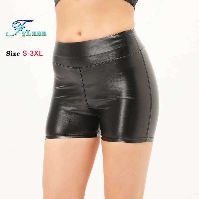 New Black Tight Leather Pants Women Pu Fashion Woman Hotpants Sexy Yoga Leggings High Waisted Nightclub Hot Shorts XJ260206