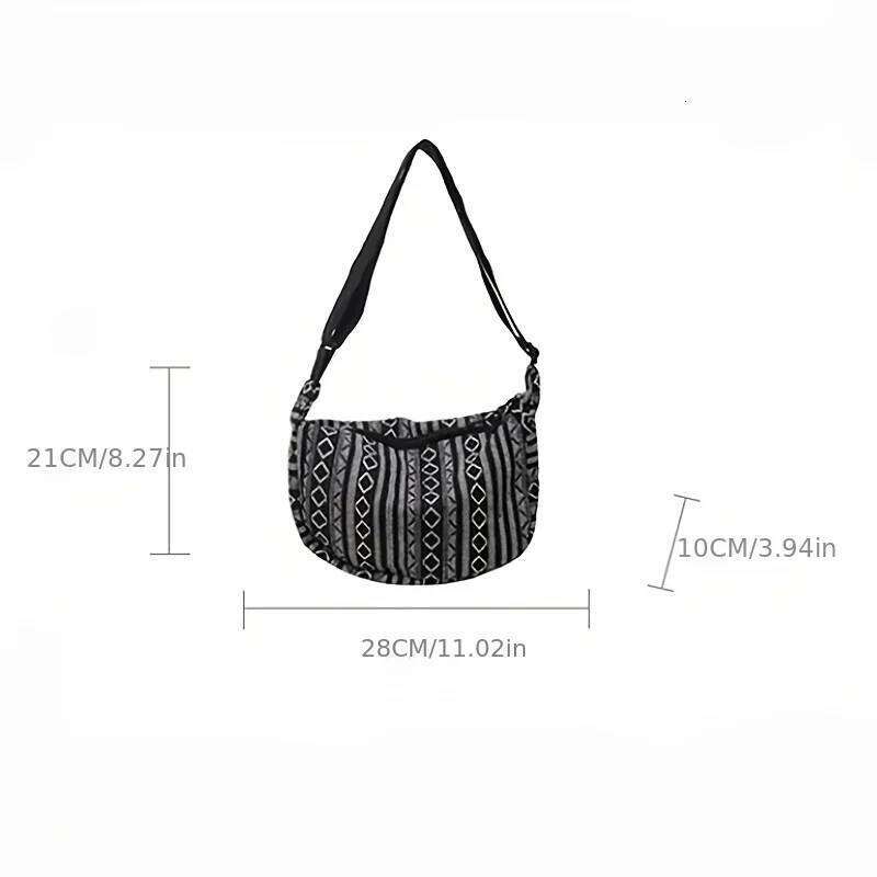Tribal Style Shoulder Bag, Foldable Crossbody with Zipper Closure, Striped Pattern, Flag Theme Hand Washable Edge Painted Lining Z260207 - view 4