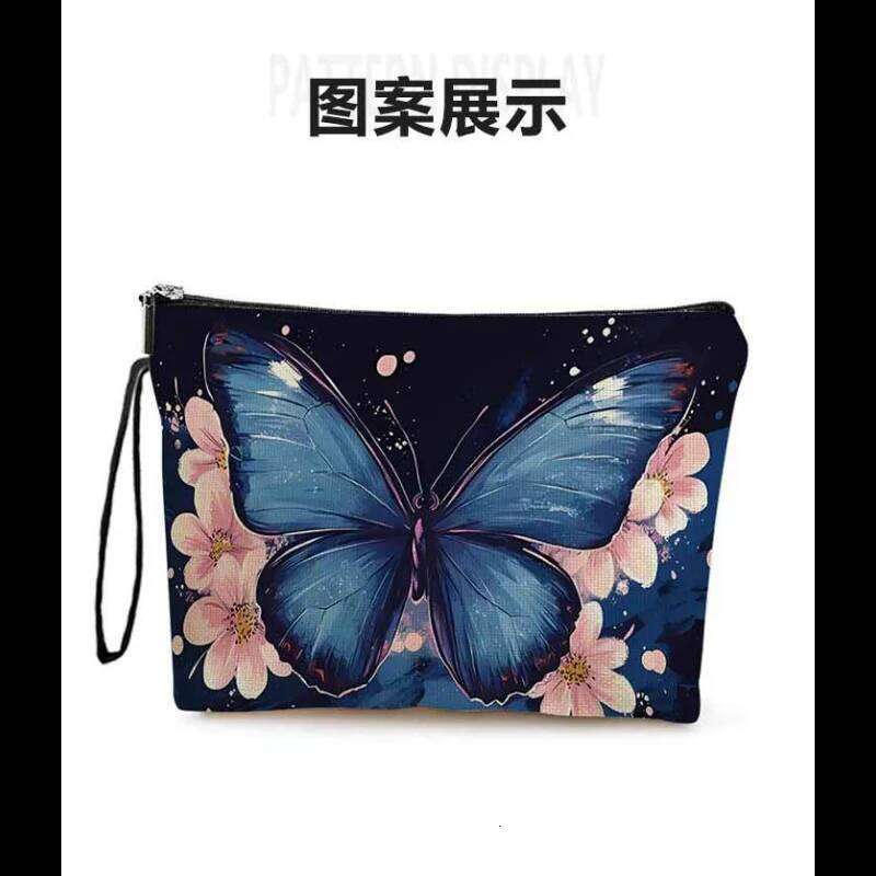 Simple Butterfly Print Makeup Travel Women's Lipstick Cosmetic Pouch Ladies Organizer Zipper Toiletry Storage Bag Y260206