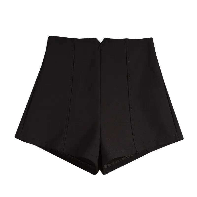 Black High Waist Zipper Patchwork Thin Casual Hot Pants Summer New Solid Color Slim Youth Shorts Fashion Trend Women Clothing XJ260206