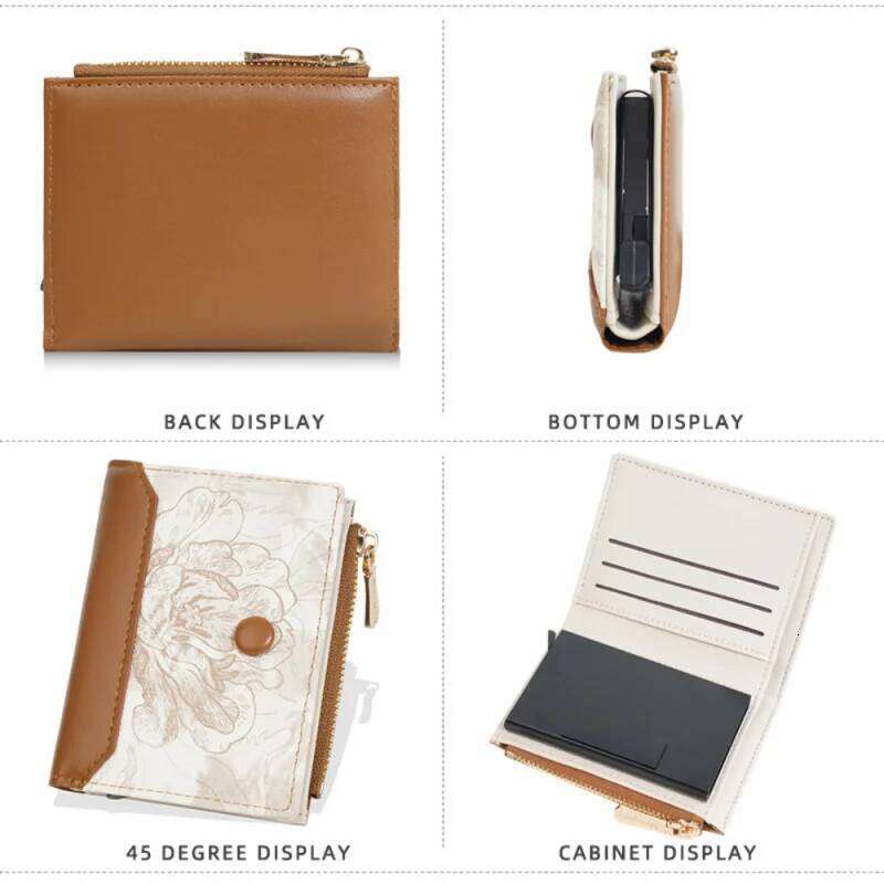 New Multi-Functional Anti-Demagnetization Peony Print Small Money Clip, Multi-Slot Short Wallet For Women, Card Holder Y260206