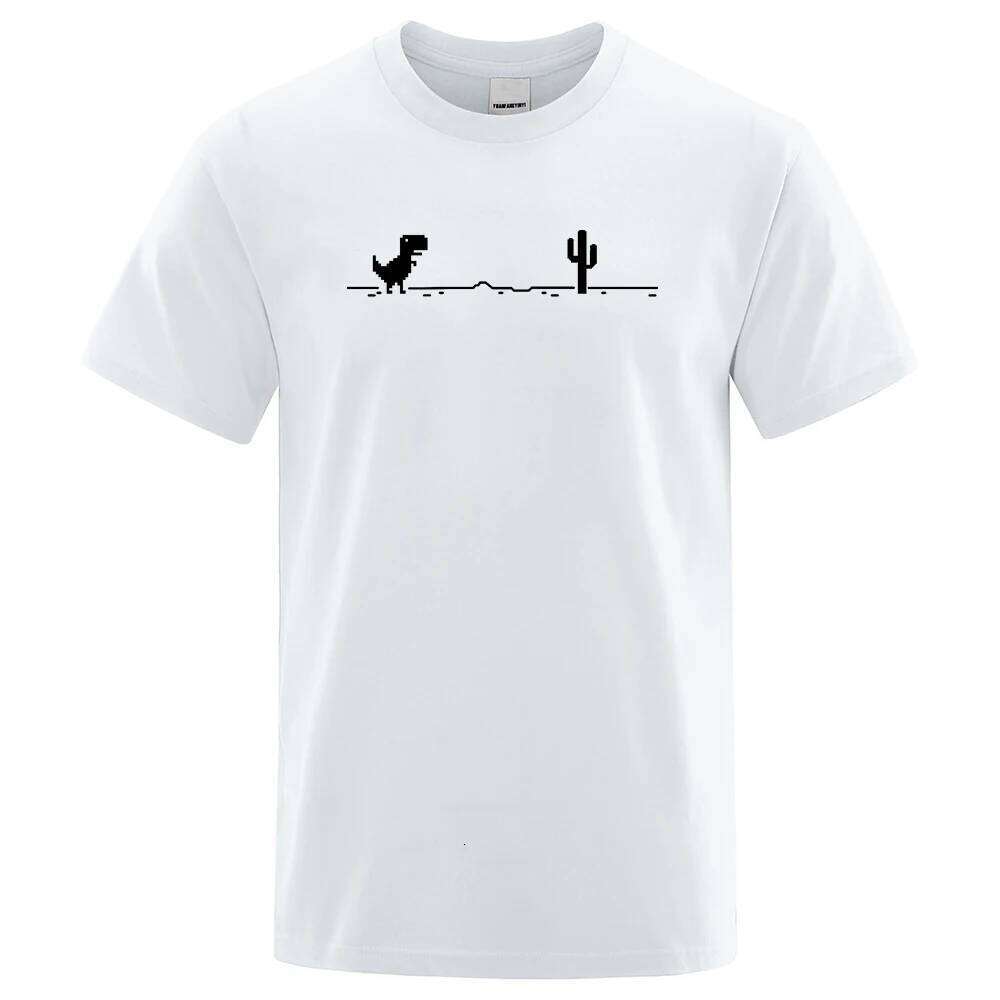 Mens T-shirts Printed Dinosaur Cactus Funny Tops Summer Cotton T-shirt for Men Casual O-Neck Tee Shirts Streetwear Basic Top X260207