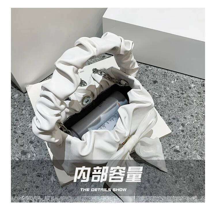 Fashion Versatile Retro Handbags for Women Girl's Sweet Bow Single Shoulder Chain Crossbody Bag Fold Purses and Handbag Y260205