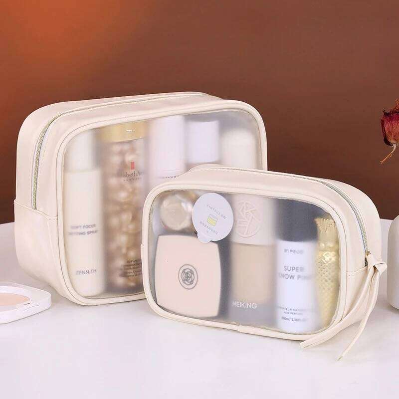 New transparent pouch waterproof portable women's makeup travel essential toiletries bag large capacity cosmetics organizer Y260206
