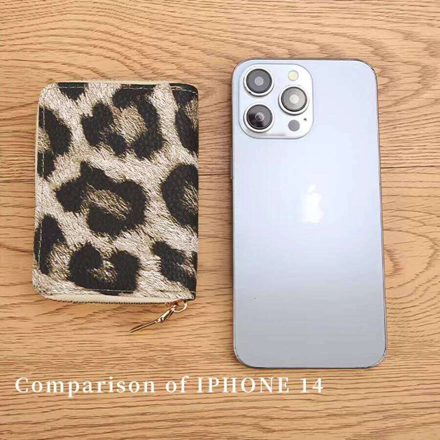 Leopard print short wallet, zipper coin bag, women's PU pickup bag Y260206