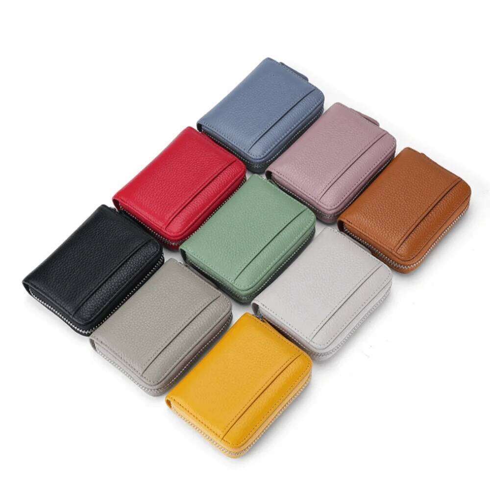 Top Layer Cow Card Holder Genuine Leather RFID Protection Short Technology Anti-Theft Wallet Women Men Y260206
